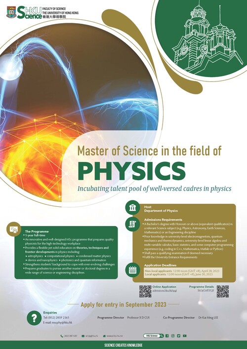 Master of Science in the field of Physics poster